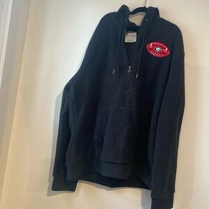 Georgia Bulldog Hoodie Black Large Sherpa